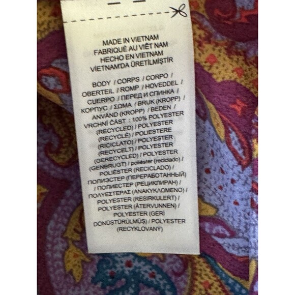 NWT Lauren Ralph Lauren Classic Fit Paisley Crepe Shirt Small Fuchsia Blouse - Picture 6 of 9